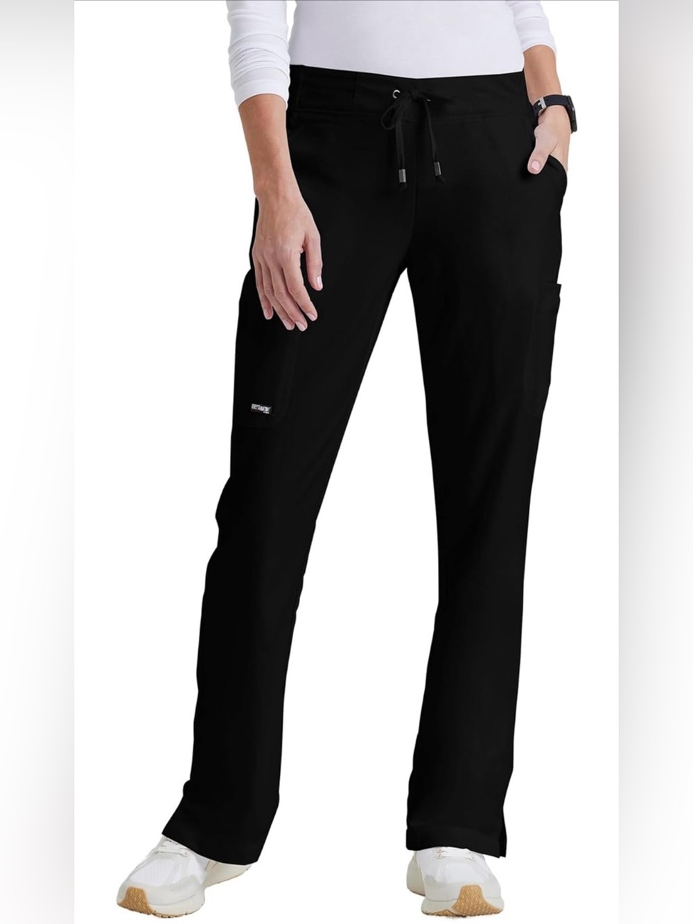 GREYS ANATOMY BY BARCO Mia Scrub Pants Sz XS Black Straight Leg 6 Pocket Medical